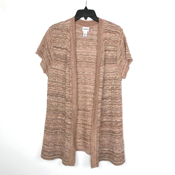 {Chico's} Neutral Pattern Knit Cardigan Sweater - Picture 2 of 7